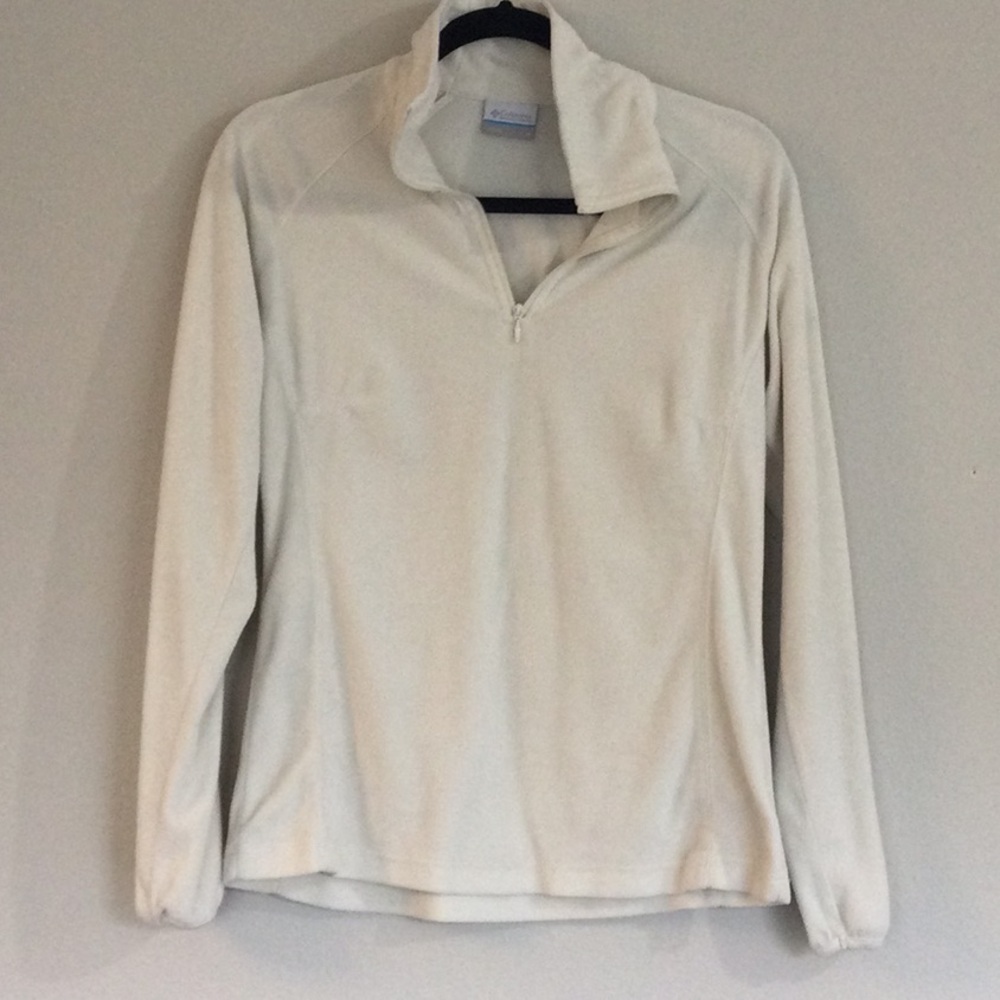 COLUMBIA, MEDIUM, OFF WHITE FLEECE SWEATER, USED